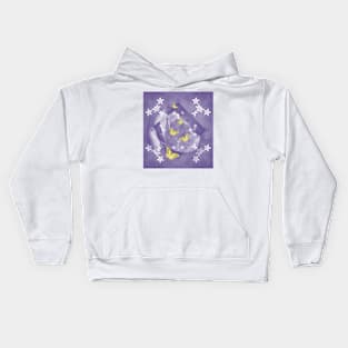 Secret Garden in Ultraviolet with Gold Butterflies Kids Hoodie